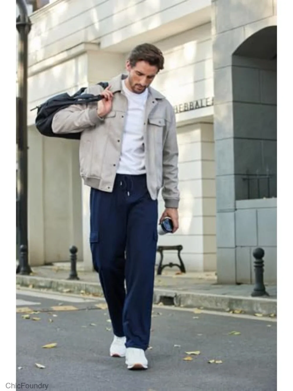 Cargo Sweatpants Open Bottom Baggy Straight Leg Lounge Pants with Pockets